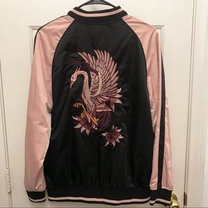 Bomber Jacket with swan embellishment on back